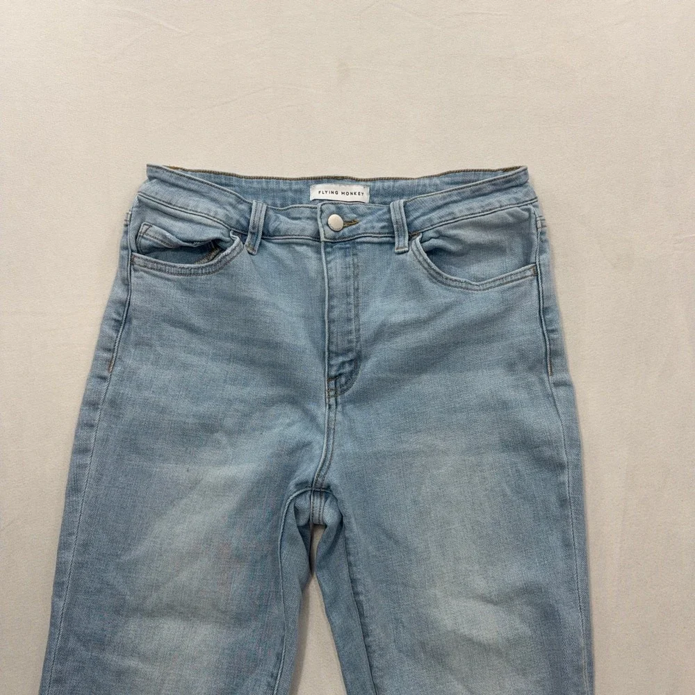 Flying Monkey Jeans Straight Leg High Rise Light Wash Blue Womens Size 31P